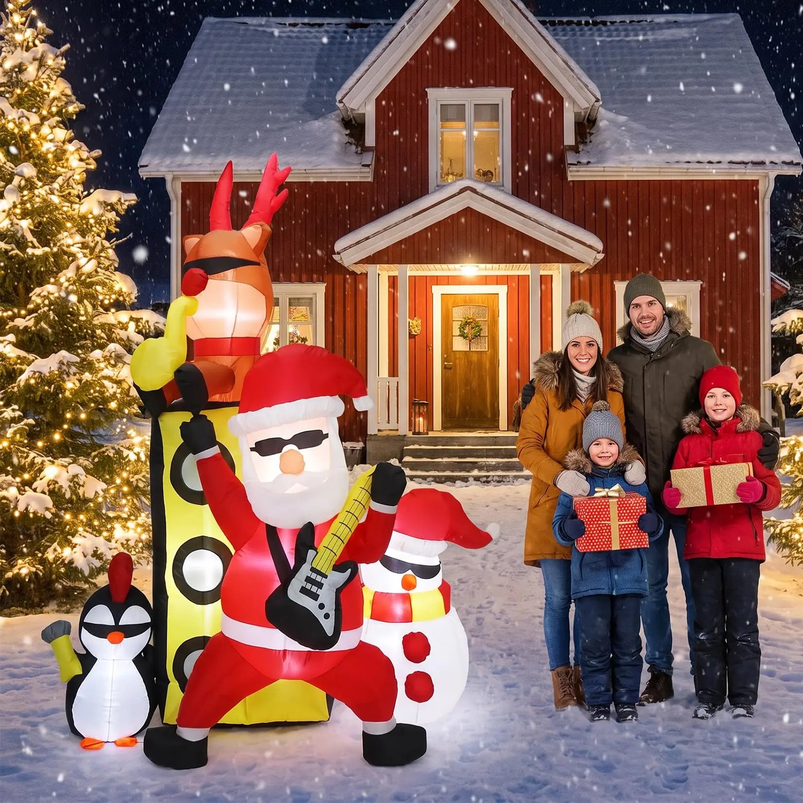 HiMISS 7 FT Santa Band Inflatable — Festive Christmas Yard Decor with LED Lights