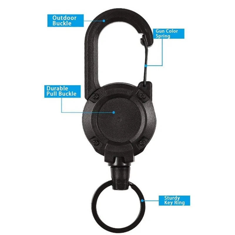 Heavy Duty Retractable Keychain — Durable Carabiner Badge Reel & Key Holder
