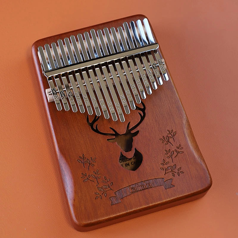17 Key Kalimba Thumb Piano — Mahogany Wood Musical Instrument with Learning Book