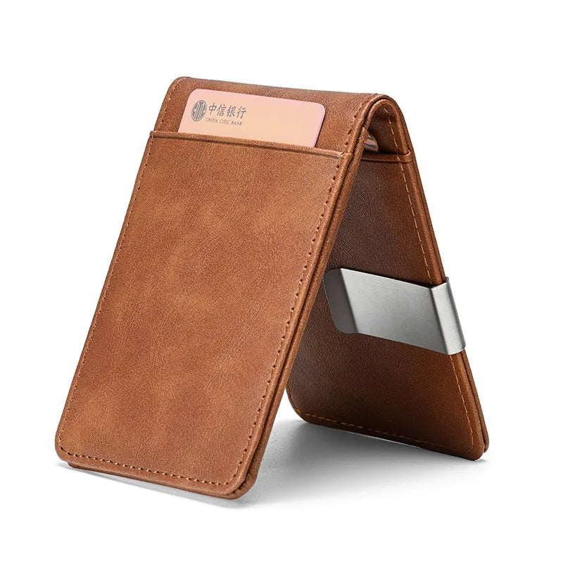 macroupta Slim Leather Money Clip Wallet — Compact Card Holder & Cash Organizer