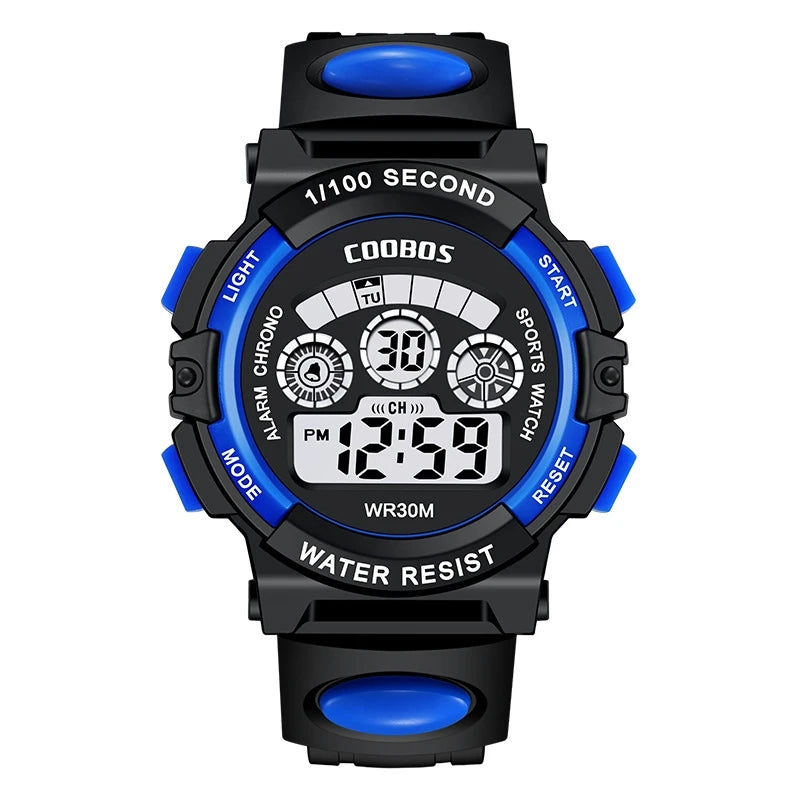 Digital LED Kids Sports Watch — Multifunctional Waterproof Wristwatch