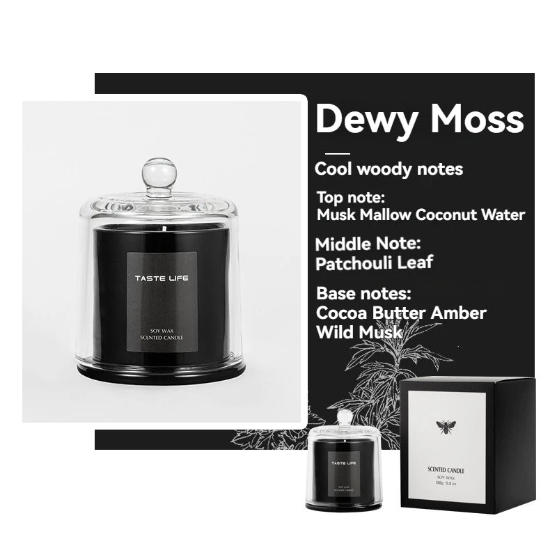 Premium Soy Wax Scented Candle — Aromatherapy with Glass Cloche