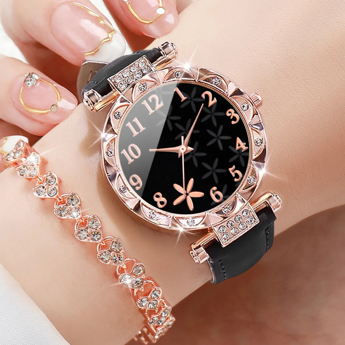 Women's Watch Set — Leather Band Quartz