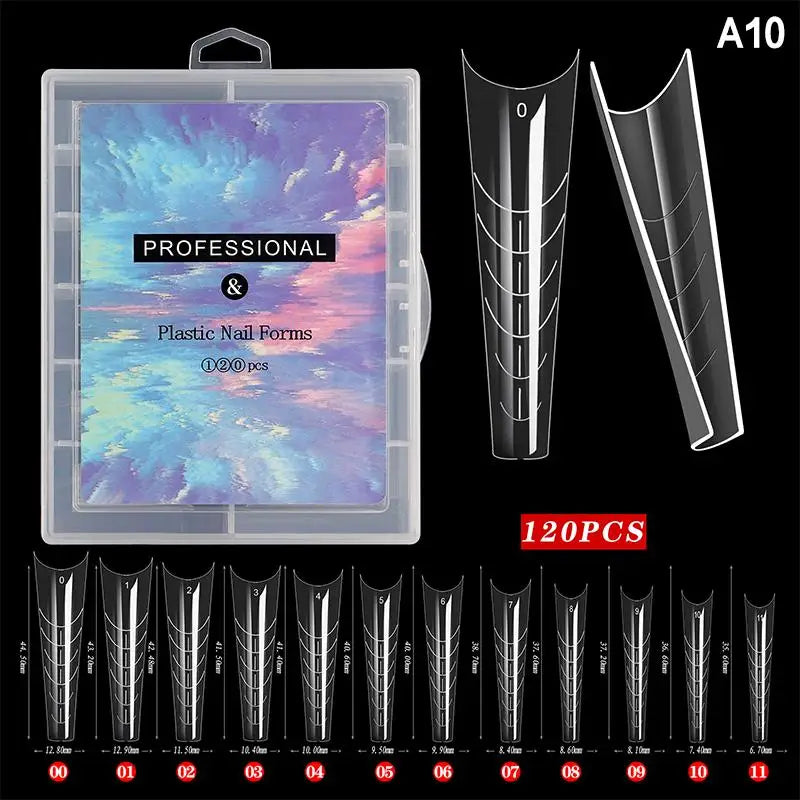 AQTOCNA Dual Form Nail Extension Tips — 120 Piece Quick Building Mold Set