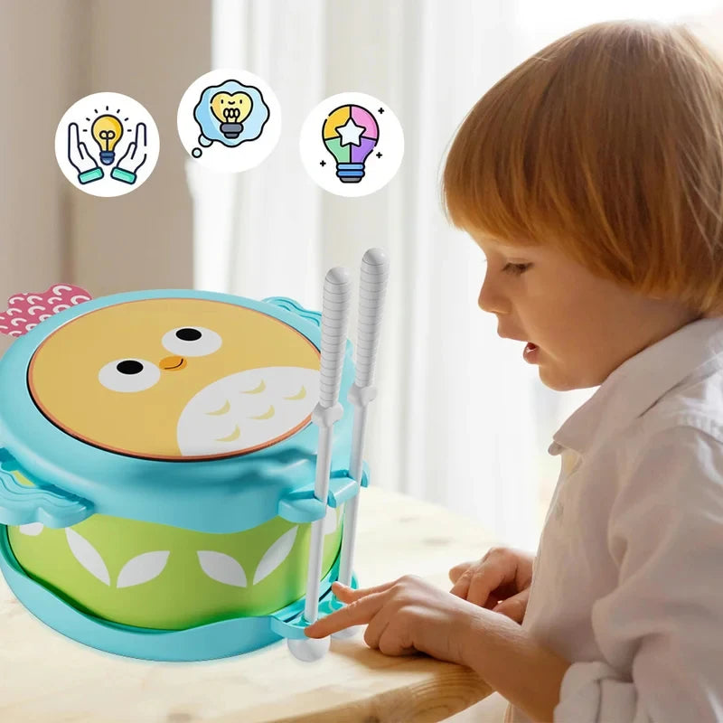 Owl Double Sided Drum — Educational Musical Instrument for Kids