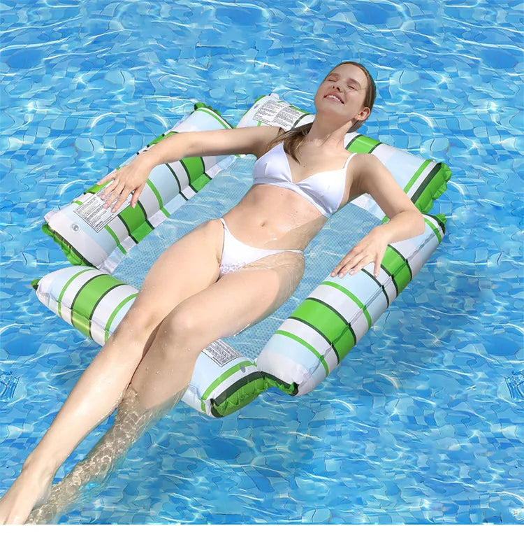 Inflatable Water Hammock Recliner — Floating Pool Lounge Mattress