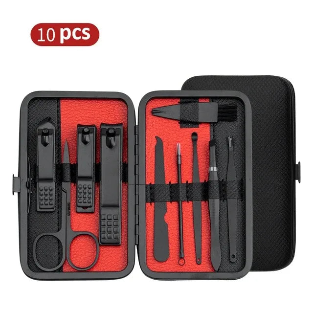 OLOEY Professional Manicure Set — Stainless Steel Nail Care Kit with Case