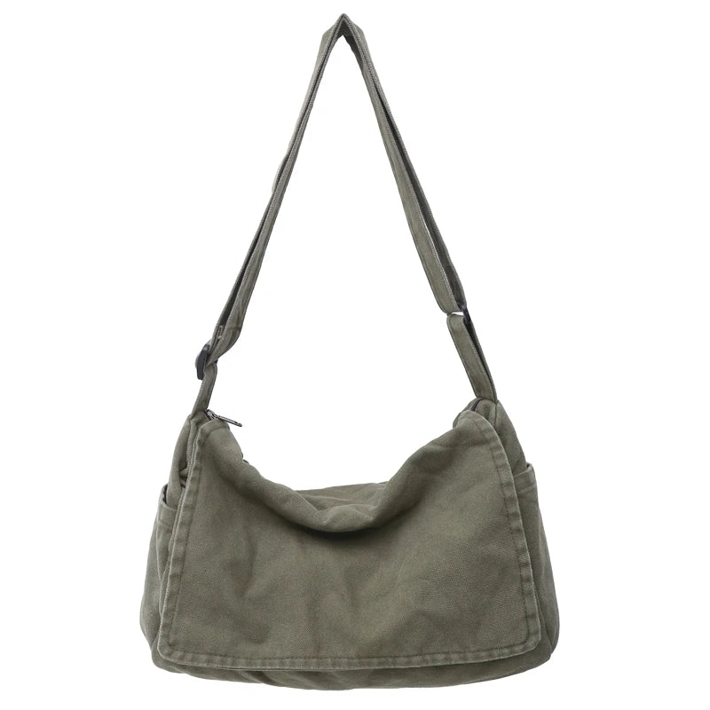 Men's Minimalist Messenger Bag — Large Capacity Canvas Shoulder Bag
