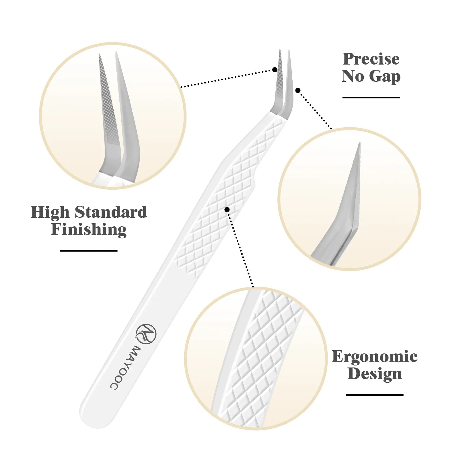 MAYOOC LASH Precision Eyelash Extension Tweezers — Anti-Static Fiber Tip Tools