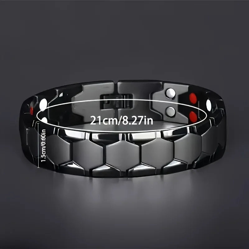 Men's Magnetic Titanium Alloy Bracelet — Detachable Hexagonal Bead Design