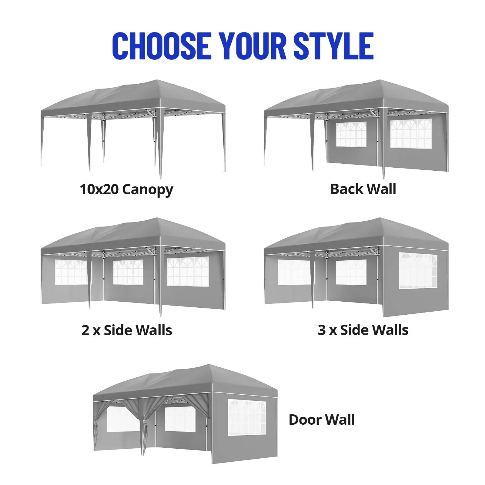 HiMISS Heavy Duty Pop Up Canopy — Waterproof Party Tent with 6 Sidewalls