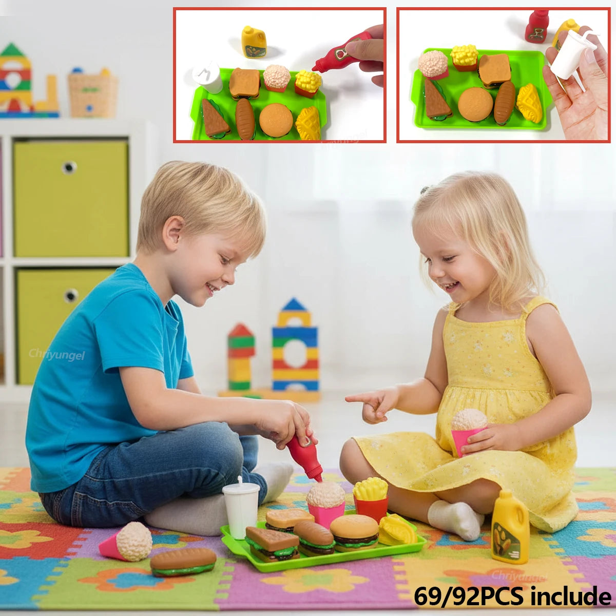 Chriyungel Kids Play Kitchen Set — Realistic Pretend Cooking Toy with Food