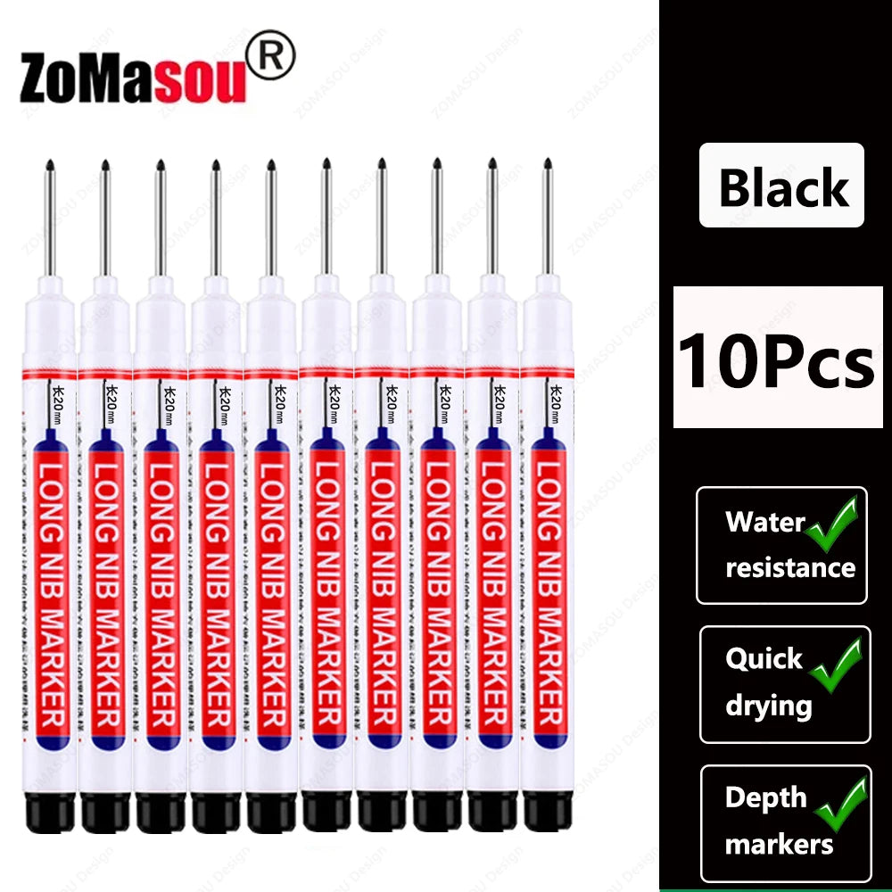 Deep Hole Marker Pen — Waterproof Long Head Woodworking Tool