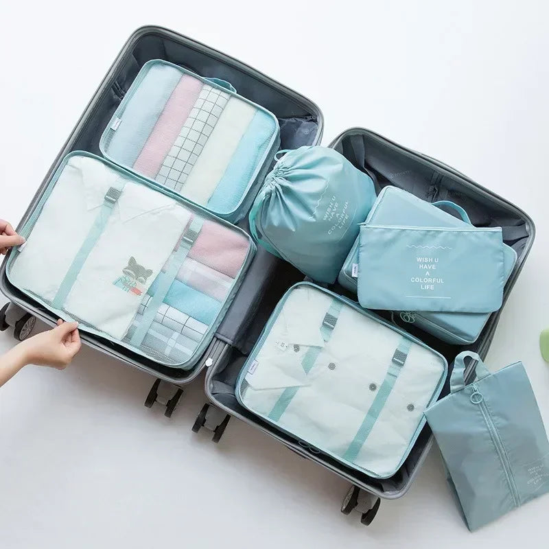 7-Piece Travel Organizer Set — Luggage Packing Cubes & Shoe Pouches