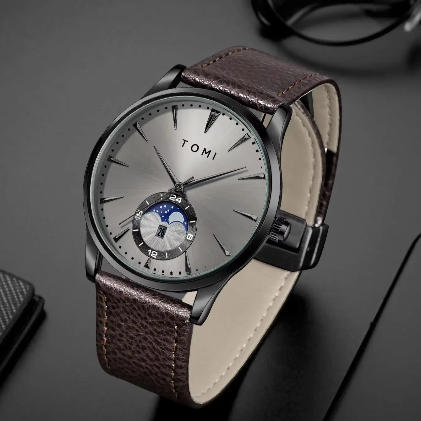 TOMI Men's Luxury Watch and Pen Gift Set — Business Quartz Watch with Case