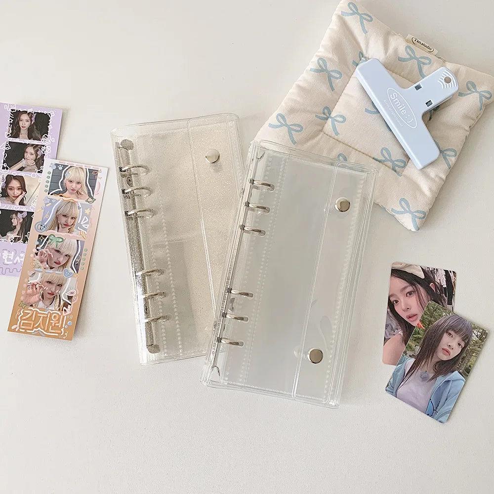 HarPaper Glitter Photo Booth Album — Clear A6 Binder for 2x6 Inch Photo Strips