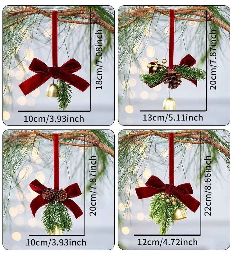 Christmas Wind Chime Ornament — Pinecone and Bell Hanging Decor