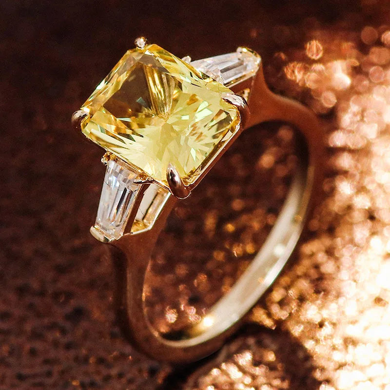 4-Carat Lab-Grown Diamond Ring — 18K Gold Plated Sterling Silver Jewelry