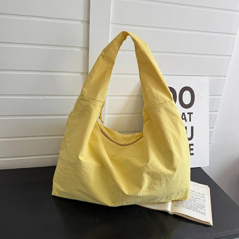 Soft Nylon Hobo Shoulder Bag — Large Capacity Lightweight Tote