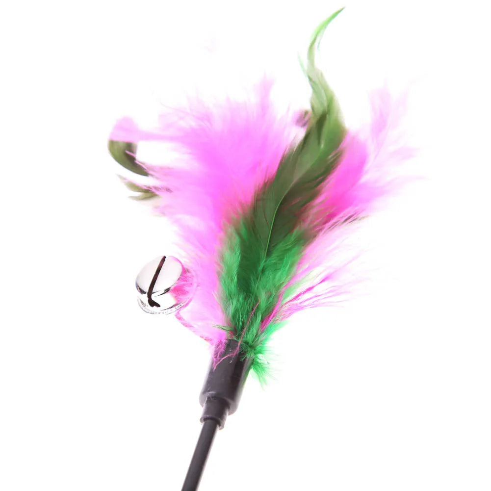 VKTECH Colorful Feather Cat Wand — Interactive 5-Piece Pet Toy Set