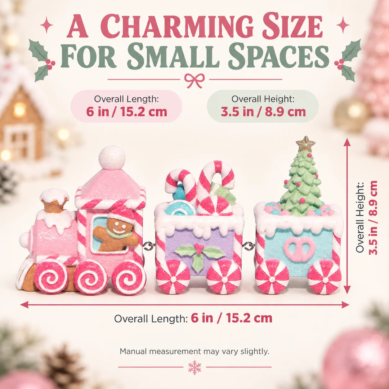 Hodao Gingerbread Christmas Train Set — 3-Piece Sweet-Themed Resin Figurine