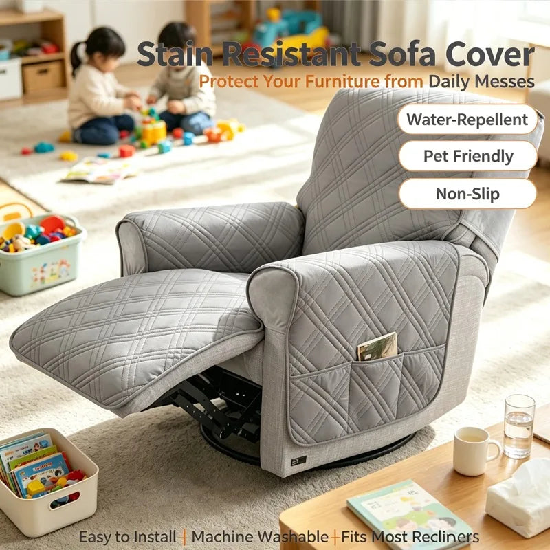 Single Recliner Sofa Cover — Non-Slip Protective Slipcover for Armchairs