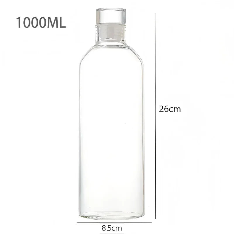 Large Capacity Glass Water Bottle — Heat-Resistant Tea Brewing Cup with Lid