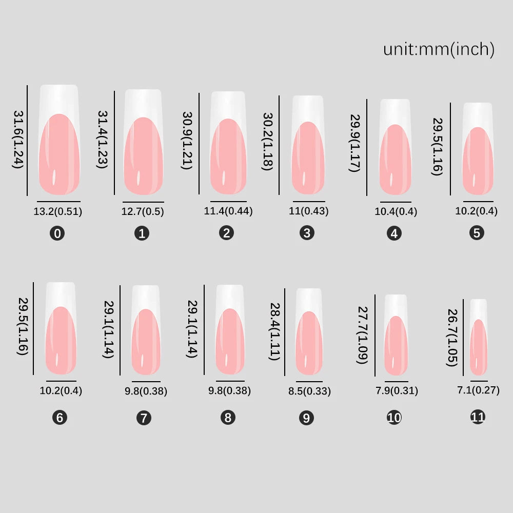 MAFANAILS Pink French Press On Nails — Long Square Full Cover Set