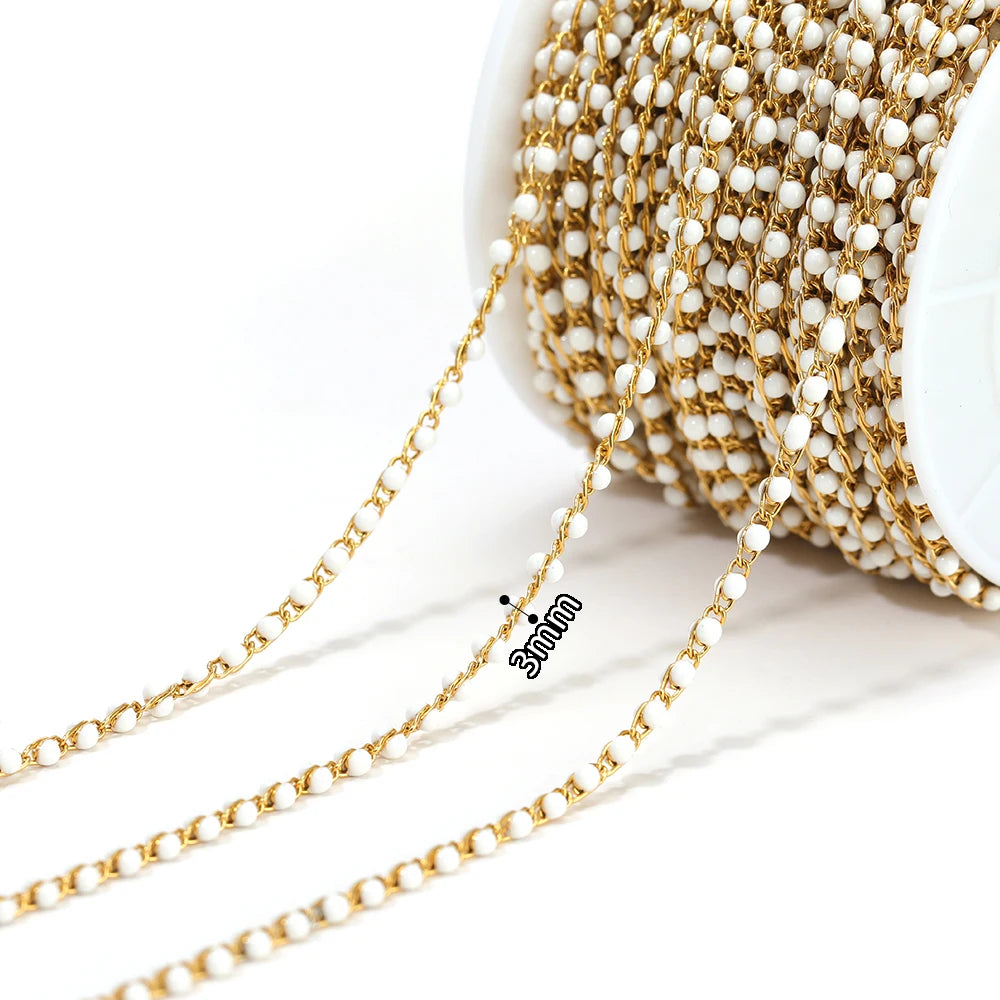Semitree Enamel Twisted Bead Chain — 1 Meter Stainless Steel Jewelry Wire