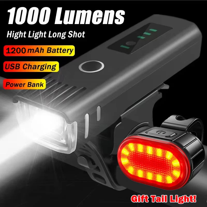 Rechargeable Bicycle LED Headlight — Waterproof Front and Rear Safety Lights