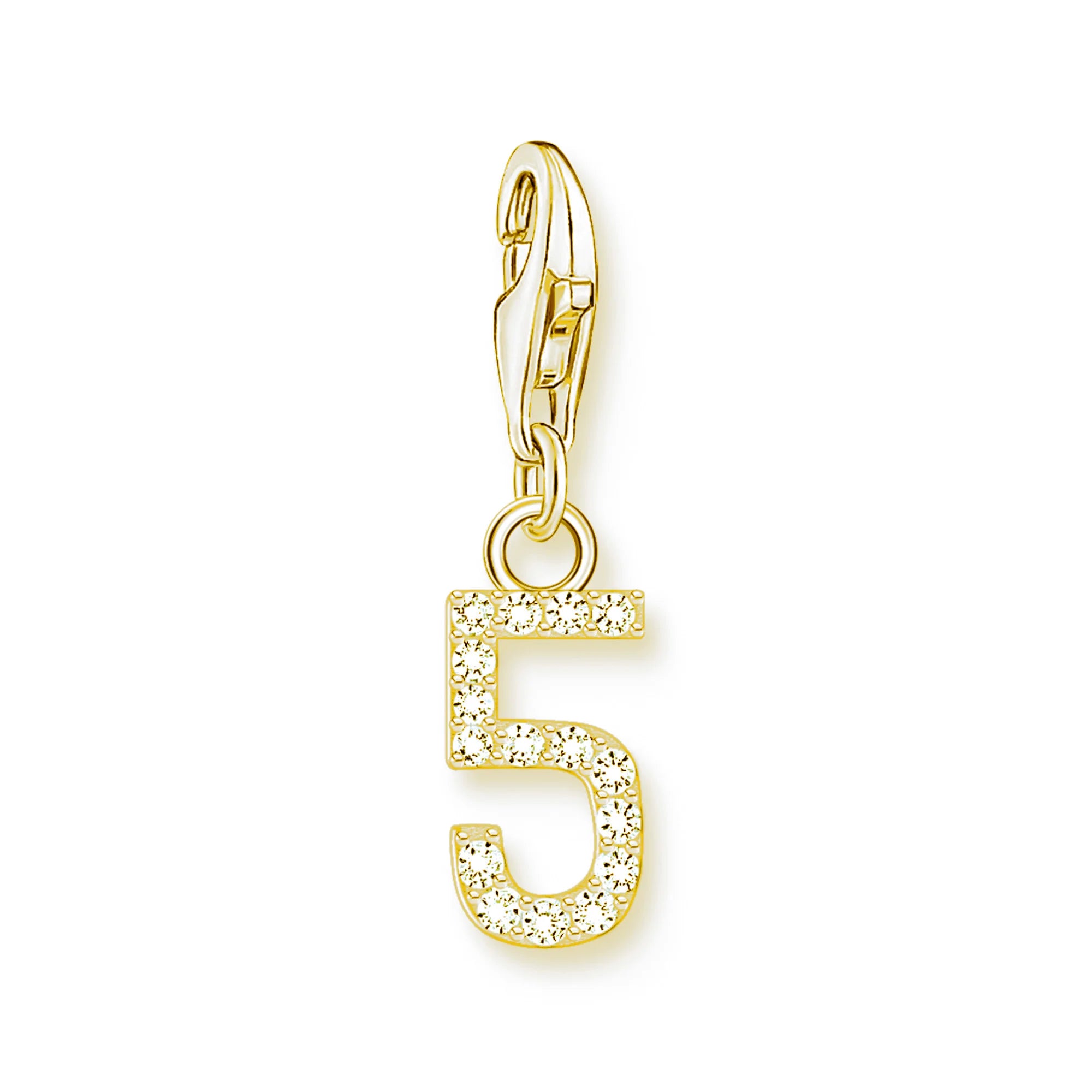Thaddaeus Gold Plated Number Letter Charm — 925 Sterling Silver Zirconia Pendant