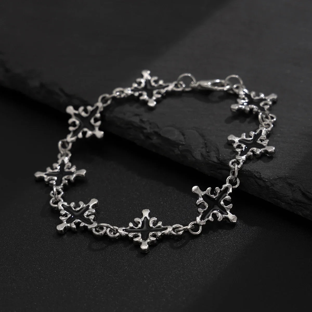 Obega Vintage Jesus Cross Bracelet — Hip Hop Style Silver Bangle