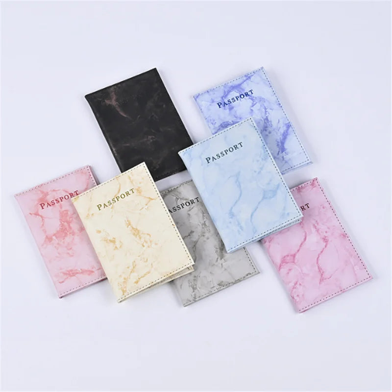 Marble Pattern Passport Cover — Ultra-Thin Travel Document Holder