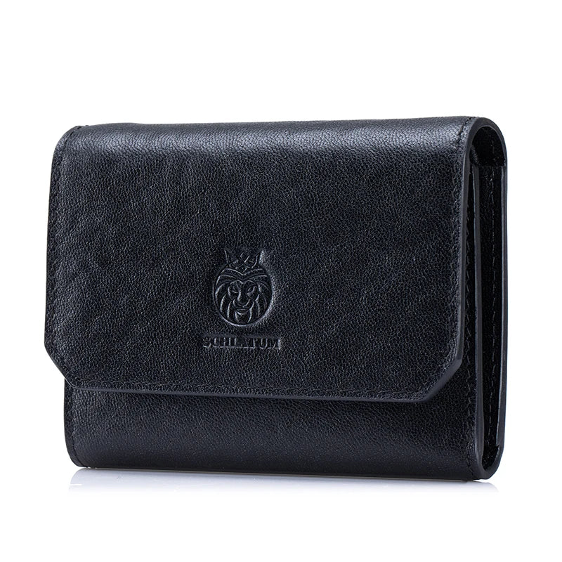 SCHLATUM Genuine Leather Men's Wallet — Minimalist Tri-Fold Design with RFID Protection