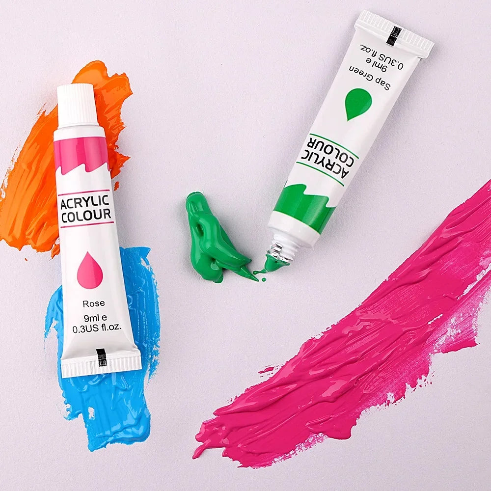 12 Color Acrylic Paint Set — Vibrant Art Supplies for Canvas and Wood