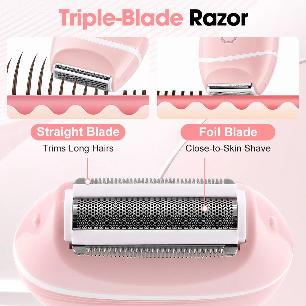 Hailicare Women's Electric Shaver — Portable 3-in-1 Mini Razor for Whole Body