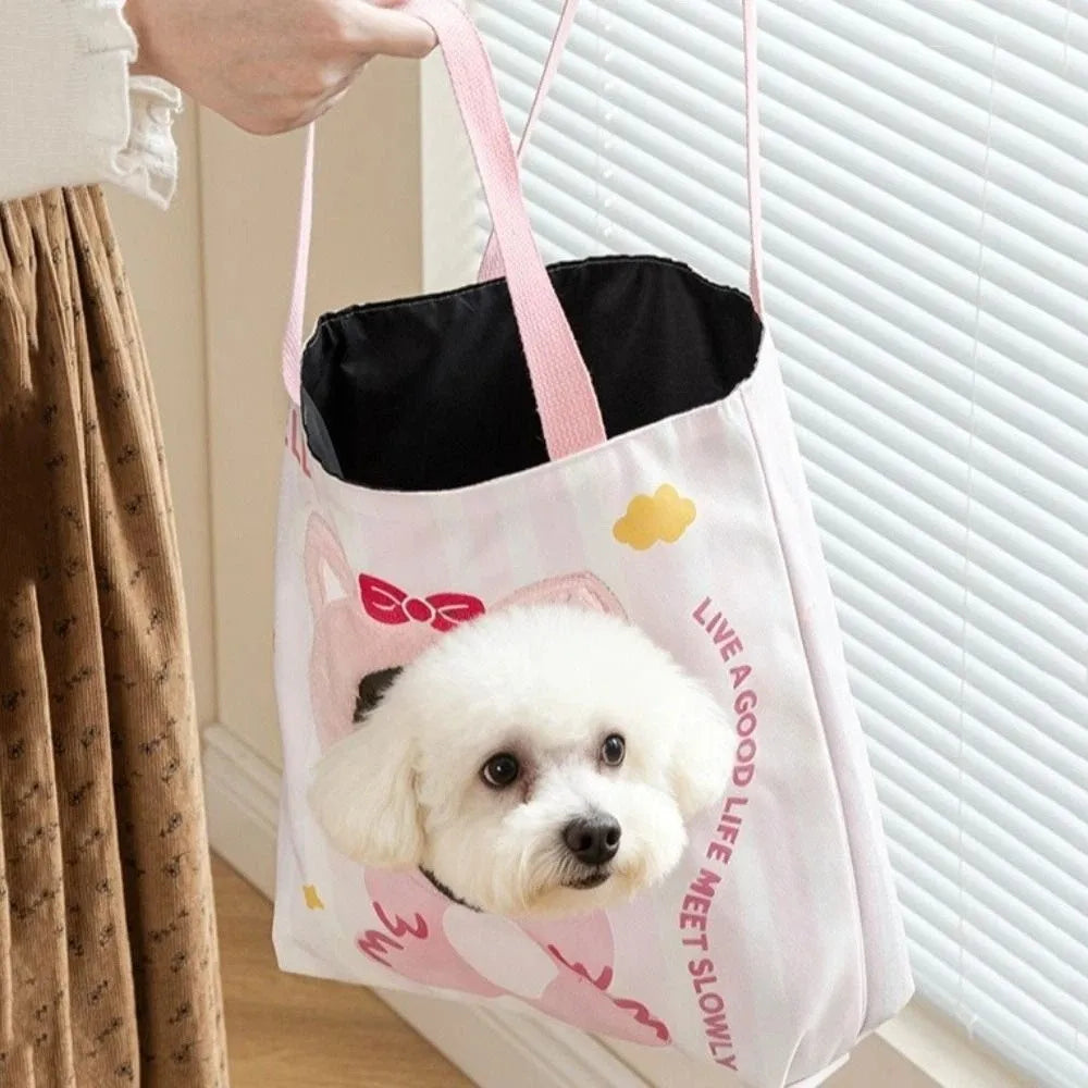 Breathable Canvas Pet Carrier Bag — Portable Travel Tote for Cats and Small Dogs