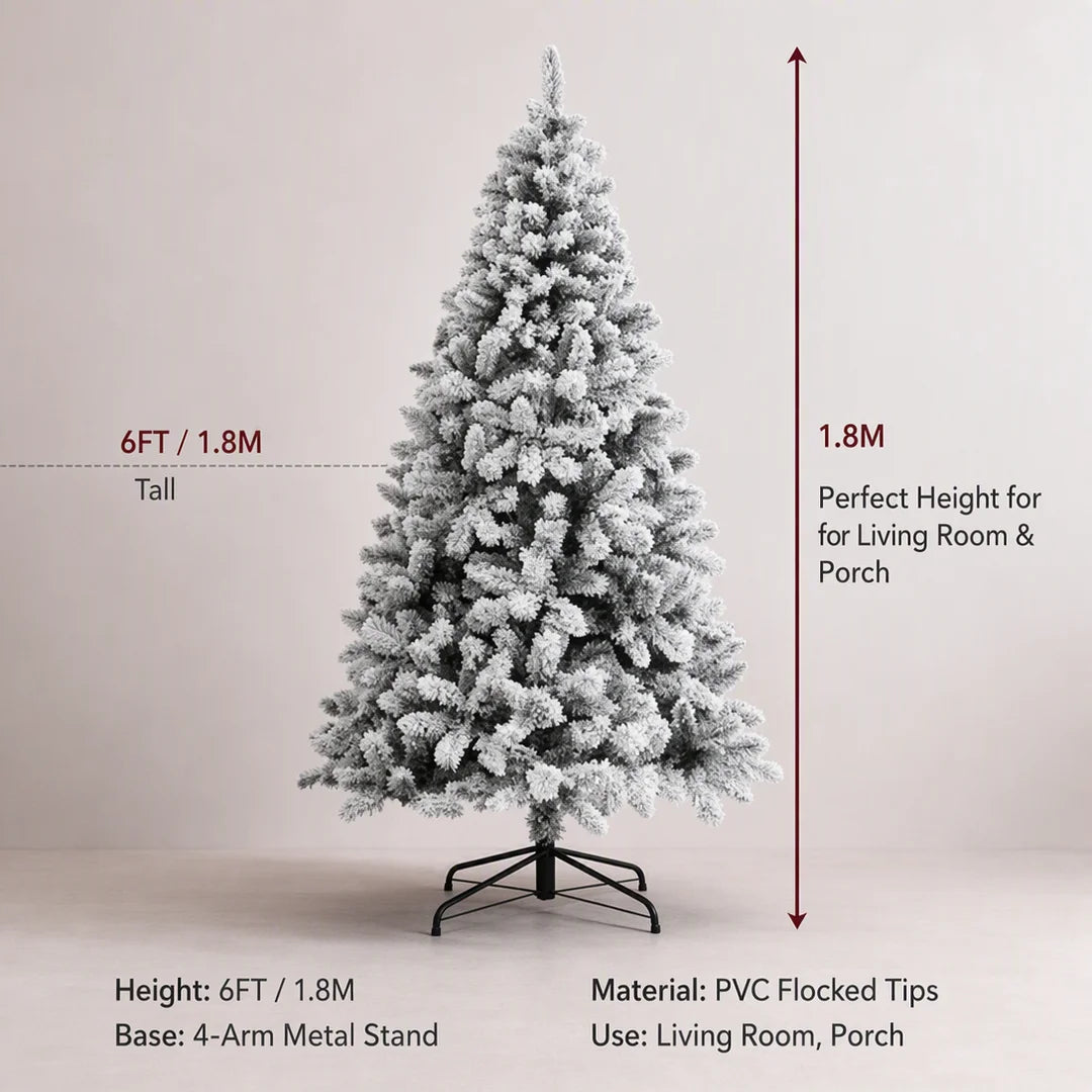 6ft Artificial PVC Fir Christmas Tree — Full Lush Design with Metal Stand