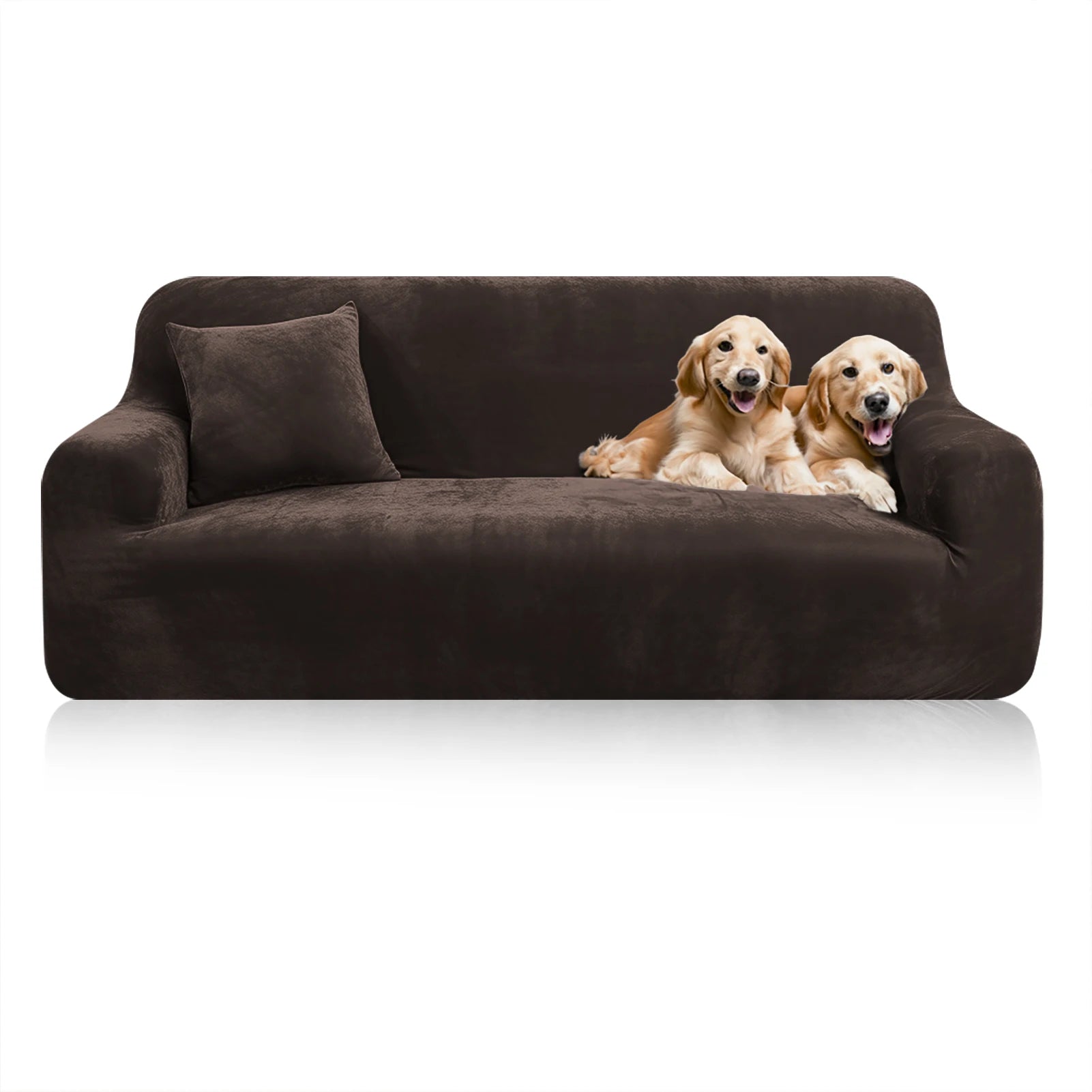 Stretch Velvet Sofa Covers — Soft Furniture Protector with Non-Slip Bottom