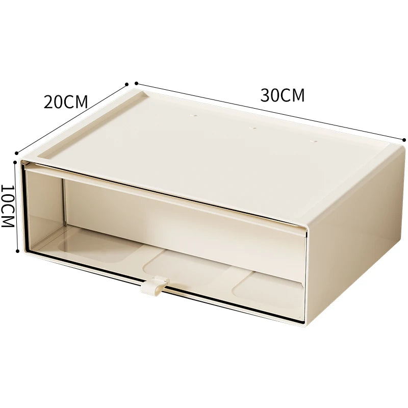 Desktop Storage Box with Drawers — Clear Collectible Display Case