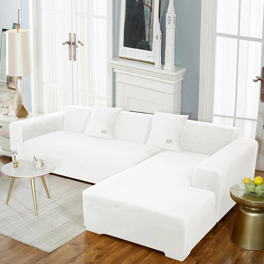 airldianer Velvet Sofa Cover — Luxury Elastic Slipcover for L-Shaped & Sectional Sofas