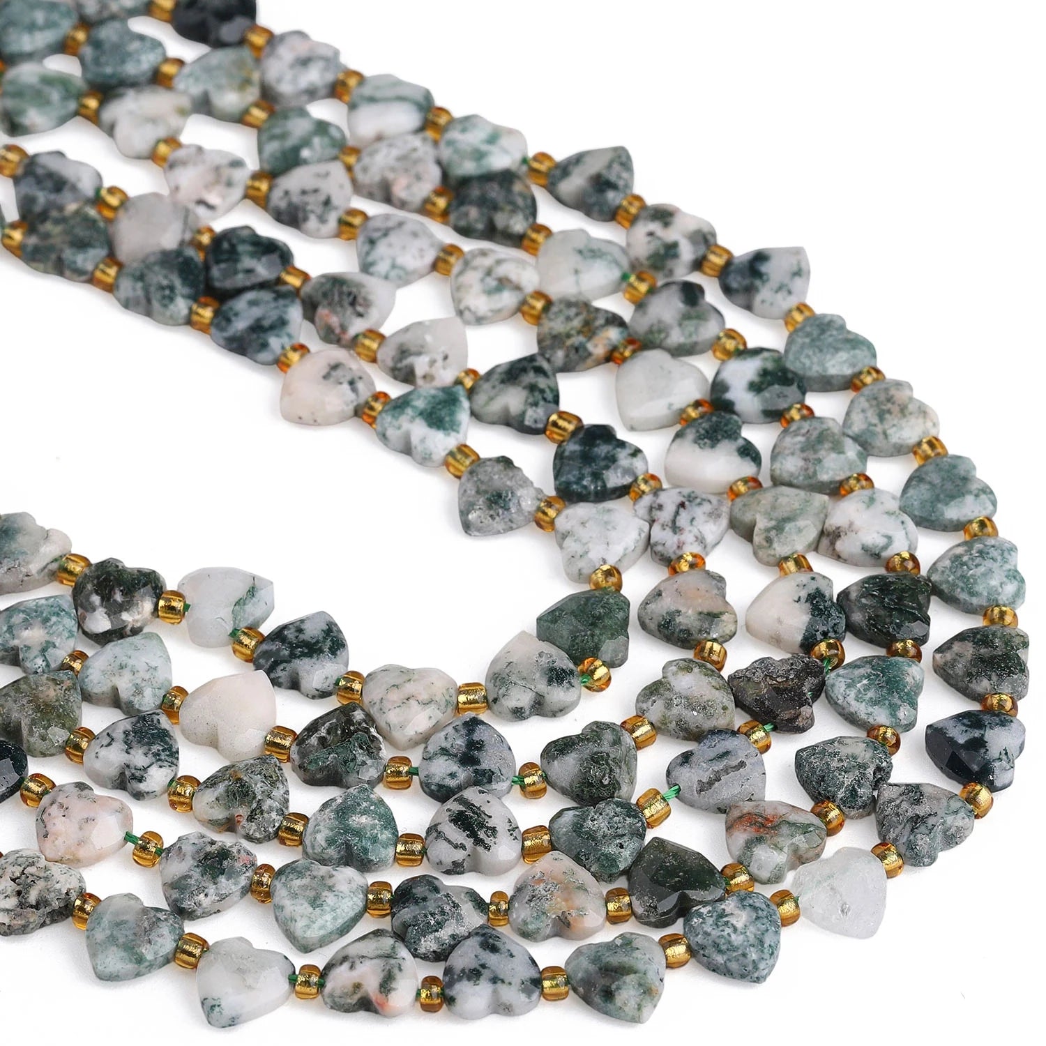 Natural Faceted Heart Stone Beads — DIY Jewelry Making Supplies, 8mm
