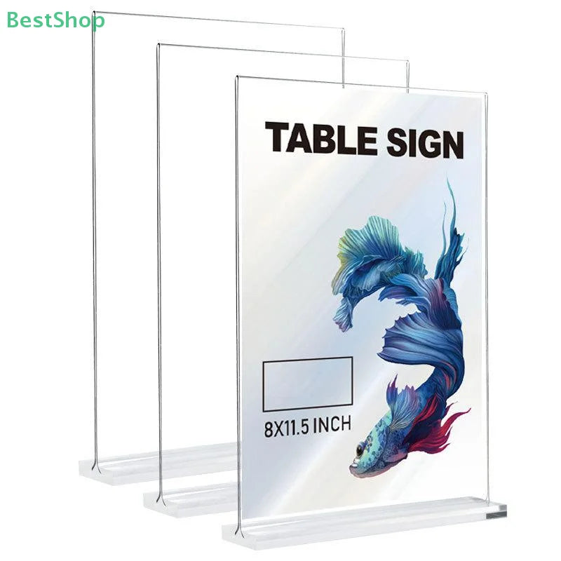 Acrylic Sign Holder — Clear Desktop Display Stand for Menus and Labels