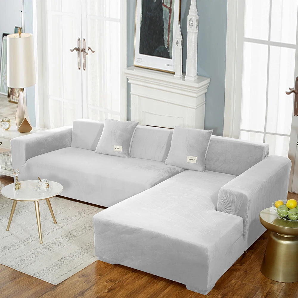 airldianer Velvet Sofa Cover — Luxury Elastic Slipcover for L-Shaped & Sectional Sofas
