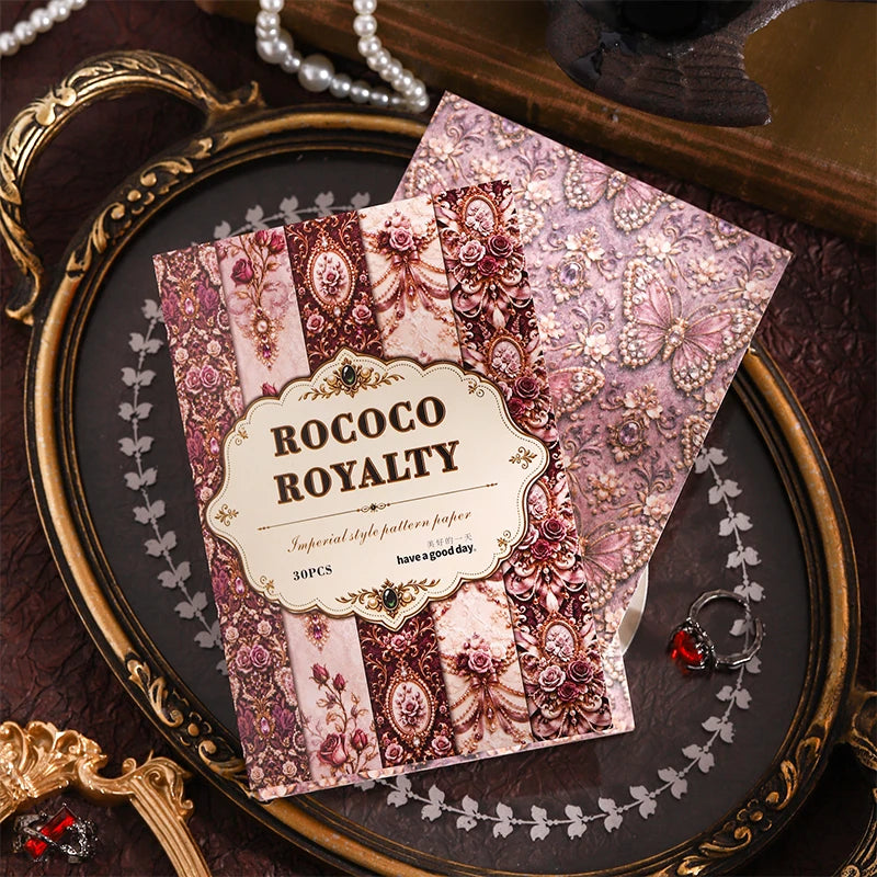 Rococo Royal Style Decorative Paper — 30 Pcs Scrapbooking & Junk Journal Supplies