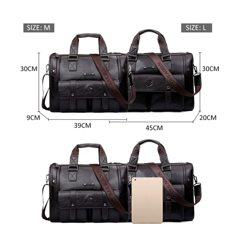 Men's Leather Business Briefcase — Large Capacity Laptop Messenger Bag