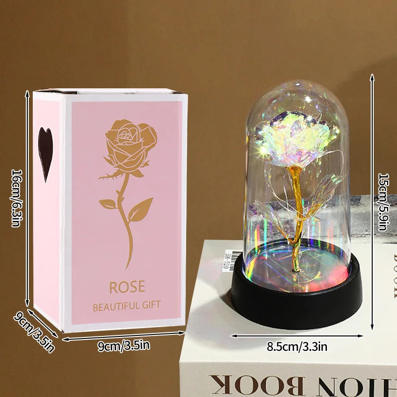 Eternal Rose in Glass Dome — LED Light Decorative Flower Gift