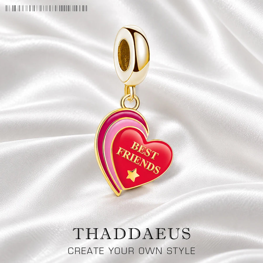 Thaddaeus Best Friend Heart Charm — Gold Plated 925 Sterling Silver Pendant