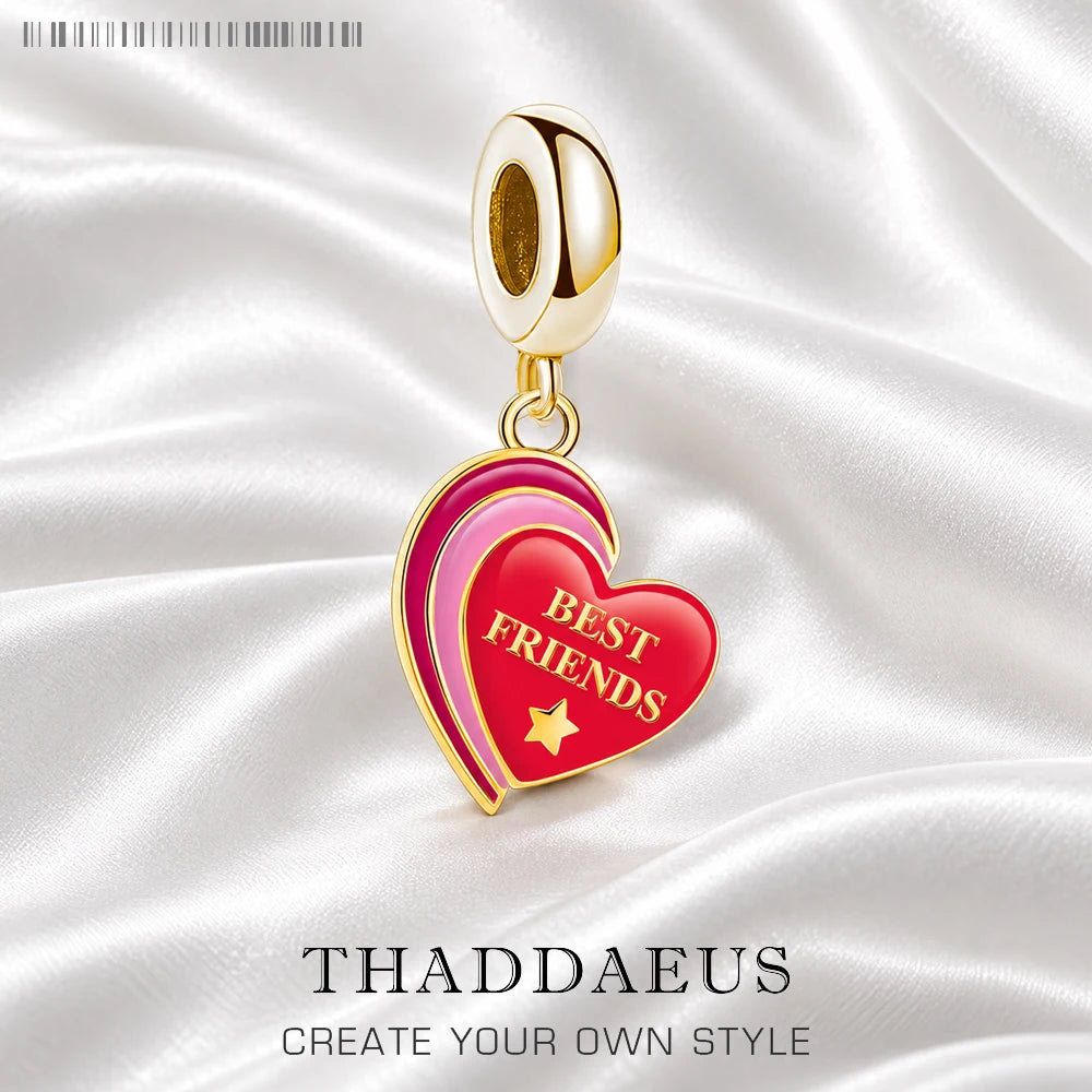 Thaddaeus Best Friend Heart Charm — Gold Plated 925 Sterling Silver Pendant