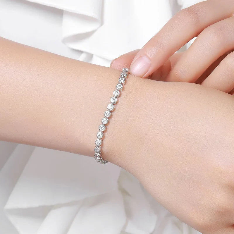 EWYA Moissanite Tennis Bracelet — S925 Sterling Silver Jewelry for Women